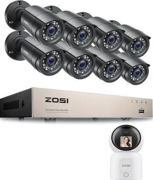 Gadpiparty ZOSI 8CH 3K Lite 8pcs Lite Home Security Camera System,AI Human Vehicle Detection,Night Vision&4MP 2 Way Video C519M 360° View Baby/Pet Dog Monitor WiFi Smart Camera