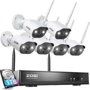 Gadpiparty ZOSI 2K WiFi Security Camera System,6Pcs 3MP Plug-in WiFi Cameras