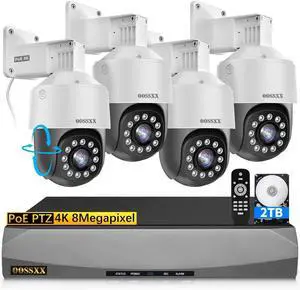 Gadpiparty (4K/8.0 Megapixel & PTZ Digital Zoom) 2-Way Audio PoE Outdoor Camera Home Security Camera System Wired Outdoor Video Surveillance IP Camera System