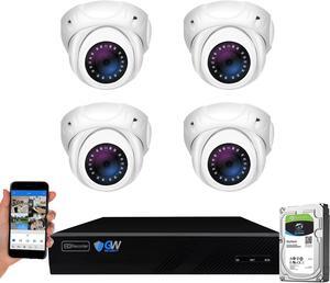 Gadpiparty GW Security 8 Channel 4K NVR 8MP AI Human & Vehicle Detection Surveillance Security Camera System with 4 Super HD 8MP IP PoE Microphone Dome Security Cameras