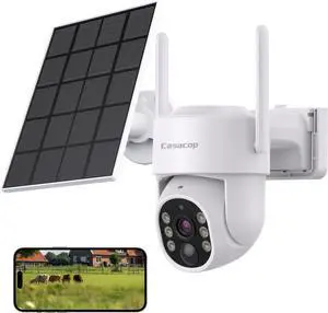 Gadpiparty CASASOP 4G LTE Cellular Solar Wireless Security Camera Outdoor 2K 4MP - No WiFi Needed Wireless Outdoor Camera, Includes Memory Card, PIR Motion Sensor, Color Night Vision, 360° Live View