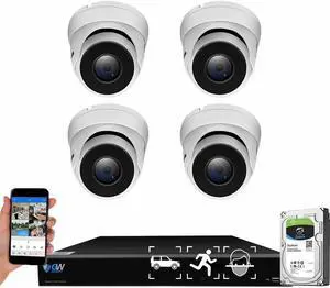 Gadpiparty GW Security 8 Channel Smart AI PoE NVR Ultra-HD 4K (3840x2160) Security Camera System with 4 x 4K (8MP) 2160P Face Recognition/Human/Vehicle Detection Waterproof Surveillance IP Dome Camera