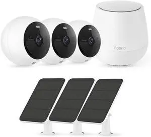 Gadpiparty Noorio Home Security System with Smart Hub x1, B200 Security Camera x3, Solar Panel x3