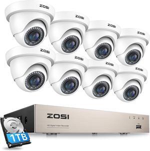 Gadpiparty ZOSI 1080P H.265+ Home Security Camera System with Hard Drive 1TB,5MP Lite 8 Channel CCTV DVR Recorder and 8 x 1080p Weatherproof Camera Outdoor Indoor with 80ft Night Vision, Motion Alerts