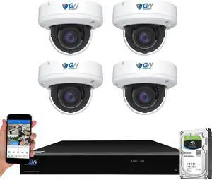 Gadpiparty GW Security 8 Channel UltraHD 4K (3840x2160) Motorized Zoom NVR Security Camera System - 4 x 8MP 2.8-12mm 4X Optical Zoom Face Recognition/Human/Car AI Detection Waterproof Microphone IP P