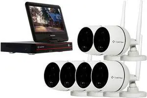 Gadpiparty (2024 Upgraded Ver.) [8CH] Crystal Vision CVT808A-61C 1080P Full HD Wireless Surveillance System, 6 x 3MP Floodlight 2 Way Audio Siren Cameras