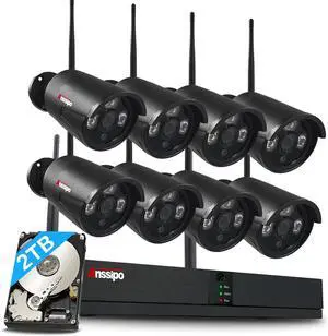 Gadpiparty 3MP 8 Camera Security System Wireless, 8 CH Surveillance Cameras for Home Security/Indoor/Outdoor, Remote Access/Weatherproof Recording, Waterproof, 2TB HD