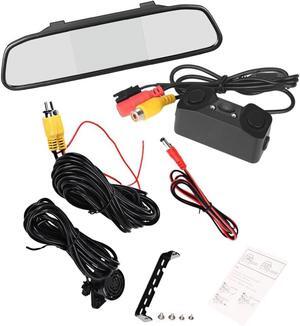 Gadpiparty Reverse Backup Radar System with 4.3in Monitor + Rear View Camera, 3 in 1 reversing Camera with Backup Radar Detector and Parking Sensor, Alarm Buzzer Reminder for Safe Driving