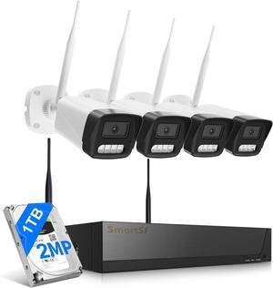 Gadpiparty Wireless Security Camera System, 6CH with 4 2MP Cameras, 1TB HDD, Night Vision, Motion Detection, Indoor/Outdoor Video Surveillance, Free App (2MP-1TB Hard Drive)
