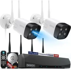 Gadpiparty 2-Way Audio & 130°Wide AngleWireless Security Camera System Outdoor with 4-Antenna NVR, WiFi Cameras for Home Video Surveillance Systems