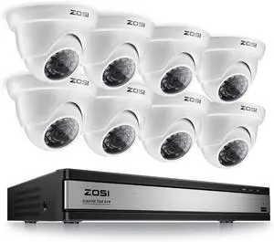 Gadpiparty ZOSI 16 Channel 1080N 720P DVR IR Cut Home Security Camera System 8 PCS Outdoor Indoor 3.6mm Dome Camera Easy Remote Access