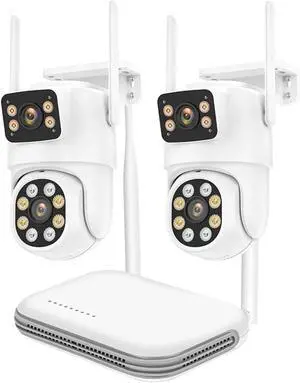 Gadpiparty 8CH NVR CCTV System 6MP Outdoor 2-Lens WiFi Camera 2-Way Audio Waterpoor Security Camera Video Surveillance Kit ICSEE(None,8CH NVR 2PCS Camera_U/K)