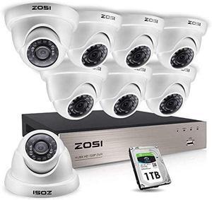 Gadpiparty ZOSI 1080p Home Security Cameras System Outdoor Indoor, Security DVR 8Channel, 8 x 1080p Weatherproof Surveillance Dome Cameras, Remote Access, Motion Detection, with 1TB Hard Drive