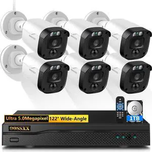 Gadpiparty OOSSXX (Full HD-5MP Definition) Outdoor Wired Security Camera System Home Video Surveillance Cameras CCTV Camera System Outside Surveillance Video Equipment Indoor OSX-AHDB0601