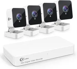 Gadpiparty XVIM 8CH 1080P Wired Security Camera System with 64G SD Card, Mini 4PCS Security Camera System Outdoor, Night Vision, Waterproof, Remote Access