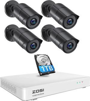 Gadpiparty ZOSI H.265+ 8CH Security Cameras System, 5MP Lite 8 Channel Security DVR Recorder with 1TB Hard Drive and 4 x 1080P 1080p Home Security Cameras, for Outdoor Indoor 24/7 Surveillance