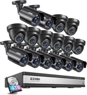 Gadpiparty ZOSI 16CH Security Camera System, 16pcs 1080p Surveillance CCTV Cameras, 16Channel DVR with 4TB HDD for 24/7 Recording