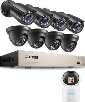Gadpiparty ZOSI 8CH 3K Lite 8pcs Lite Home Security Camera System,AI Human Vehicle Detection,Night Vision&4MP 2 Way Video C519M 360° View Baby/Pet Dog Monitor WiFi Smart Camera