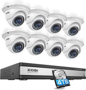 Gadpiparty ZOSI 16CH 4K PoE Security Camera System, 16 Channel 8MP NVR with 4TB HDD, 8pcs Wired 5MP Dome Cameras, Night Vision, for 24-7 Recording