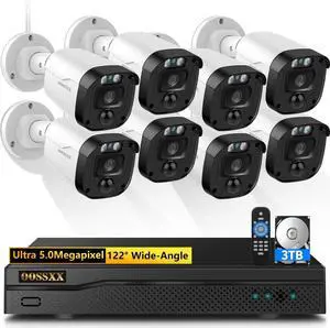 Gadpiparty OOSSXX (Full HD 5MP Definition) Wired Security Camera System Outdoor Home Surveillance Cameras CCTV Camera Security System Outside Surveillance Video Equipment DVR Kit