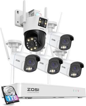 Gadpiparty ZOSI 4MP 2.5K WiFi Security System (8CH NVR, 4 Wireless Cameras, 1TB HDD) + C298 Max 4K 8MP Dual-Lens PTZ Camera, AI Detection, Color Night Vision, 2-Way Audio, Siren Alert, 24/7 Recording