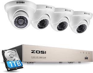 Gadpiparty ZOSI 8CH Full True 1080P HD-TVI DVR Recorder HDMI with 4X 1980TVL Surveillance Security Dome Camera System 1TB Hard Drive, 65feet Night Vision, IR Cut Built in -Quick Remote Access