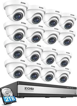 Gadpiparty ZOSI 16 pcs Channel 1080p Security Camera System Outdoor with 2TB Hard Drive,Weatherproof Surveillance Camera,80ft Night Vision,Motion Detection