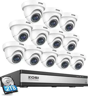 Gadpiparty ZOSI 12 pcs Channel 1080p Security Camera System Outdoor with 2TB Hard Drive,Weatherproof Surveillance Camera,80ft Night Vision,Motion Detection