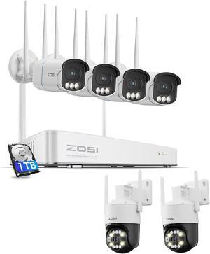 Gadpiparty ZOSI 5MP WiFi 6 Security Camera System,4PCS 5MP Plug-in Metal Cameras2PCS 4K 8MP Outdoor Plug-in WiFi 6 Security Dome Camera for Home