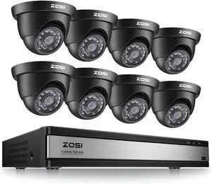 Gadpiparty ZOSI 16CH 720P HDMI DVR Indoor Outdoor IR Cut Home Security Camera System Real Time Recording Free APP Mobile Phone Monitoring 8 PCS Dome Cameras