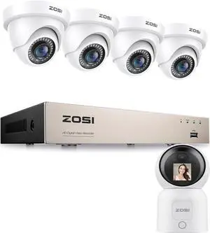 Gadpiparty ZOSI 8CH 3K Lite 4pcs Lite Home Security Camera System,AI Human Vehicle Detection,Night Vision&4MP 2 Way Video C519M 360° View Baby/Pet Dog Monitor WiFi Smart Camera