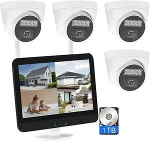 Gadpiparty 4CH 5MP Wireless WiFi Home Security Camera Monitoring System with 1T Hard Disk, Full HD CCTV Surveillance Camera Kit with Color Night Vision, Human Detection