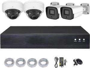 Gadpiparty 5MP Home Security POE Camera System with Dome Camera and Bullet Camera, Outdoor HD Surveillance Cameras Kit with Audio, Color Night Vision, Motion Detection