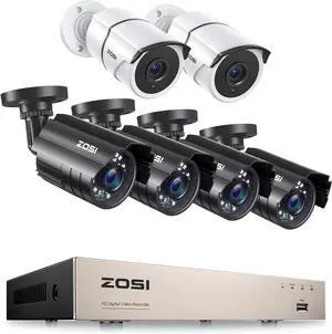 Gadpiparty ZOSI 8CH 3K Lite 5MP Home Security Camera System with DVR & 4pcs 1080P Weatherproof CCTV Cameras + 2 Pack 1080P Audio Surveillance Cameras - AI Human/Vehicle Detection, H.265+ Encoding.
