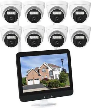 Gadpiparty 8CH 5MP Wireless WiFi Home Security Camera Kit with NVR Display, Outdoor Full HD Waterproof Surveillance Camera System with Two Way Audio, Color Night Vision and Motion Detection