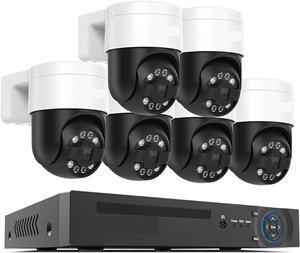 Gadpiparty 8Ch 4K 5MP 8MP CCTV Security Camera System Ptz Home Video Surveillance Kit Outdoor IP Camera Humanoid Detection(None,5MP 6PCS Cameras)