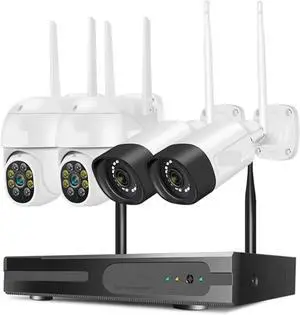 Gadpiparty Wireless Camera Security System Kit 5MP 5X Digital PTZ 10CH NVR Outdoor CCTV Camera Set 2 Way Audio Surveillance System(None,3MP PTZ Camera Set)