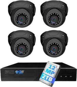 Gadpiparty GW Security 8 Channel 12MP NVR 4K H.265+ AI Human & Vehicle Detection Surveillance Security Camera System with 4 UltraHD 4K 8MP IP PoE Microphone Dome Security Cameras (Grey)