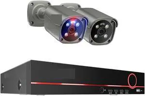 Gadpiparty H.265 8CH 5MP 4K POE Camera System Smart AI Full Color Night Vision Face Detection CCTV Video Security Surveillance Kit(None,8CH 2pcs Camera 8MP)