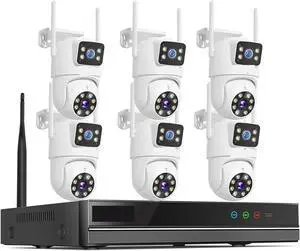 Gadpiparty 6MP WiFi Dual Lens Camera Security System Kit 3K IP Cameras with 16CH NVR Recorder Set P2P Video CCTV Surveillance System(None,10CH NVR 6 Cameras_E/U)