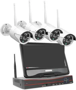 Gadpiparty 10CH Wireless Security Cameras Kit Night Vision P2P IP Camera Waterproof Surveillance CCTV System Set with 10.1" Monitor(None,10 inch LCD System)