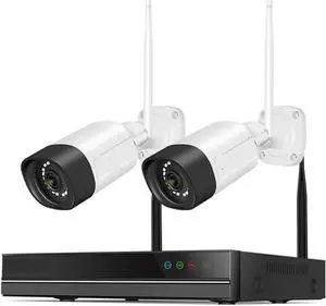 Gadpiparty 5MP WiFi Surveillance Camera System Color Night Vision P2P Wireless Street Security CCTV Camera Kit 10CH Wireless NVR Set(None,Grey-Black)
