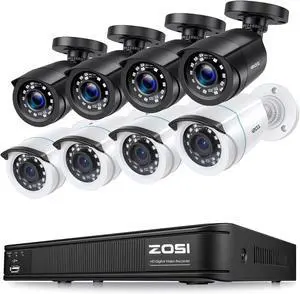 Gadpiparty ZOSI 8CH 5MP 3K Lite Surveillance Security Camera System, H.265+ DVR with AI Human Vehicle Detect, 8 x 1080p Bullet CCTV Camera Outdoor, 80ft Night Vision, IP66 Weatherproof, No Hard Drive