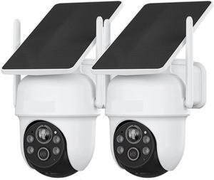 Gadpiparty 2K/4MP Solar Wireless Security Camera System Outdoor WiFi Surveillance Camera Kits Rechargeable Battery Solar Powered(Only 2 Cameras)