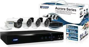 Gadpiparty AR421-CKT001-500GB Aurora Series Home Security System 4 Channel QR Cloud 960H DVR with 1x 800TVL Auto Tracking 3x 700TVL Cameras 500G HDD (Black)