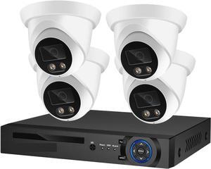 Gadpiparty Security Camera System 8MP 4K POE NVR Kit CCTV Audio Recording Outdoor AI Color Night Vision Video Surveillance IP Camera Set(2T,4CH NVR and 4 Camera)