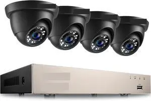 Gadpiparty 1080p Video Surveillance System 8CH HD-TVI CCTV DVR with HD 2.0MP in/Outddor Wired Dome Security Cameras Kit(None,8CH DVR x 4 Cameras)