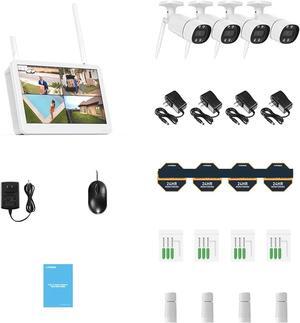 Gadpiparty 3MP 5MP WiFi Security Camera Two-Way Audio System Kit Wireless CCTV System NVR with 12" LCD Monitor(2T,5MP 4Pcs Cameras)