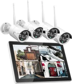 Gadpiparty 3/5MP 10CH NVR with 10.1" Monitor Wireless Security Cameras Kit Outdoor Waterproof IP Camera Surveillance CCTV System Set(None,5MP Bullet System_U/S)