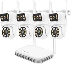 Gadpiparty WiFi Kit IP Camera 6MP HD 8CH Dual Lens Security Protection Smart System NVR Recorder Video Surveillance Cam(2T,8CH NVR 4PCS Camera_A/U)